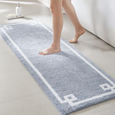 Madison Park Evan 100% Cotton Bathroom Rug Non Slip Backing-Luxrurious Tufted Plush Bath Mat Absorbent, Quick Dry, Spa Design Shower Room Dcor, 24x72, Blue