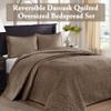 Madison Park Quebec Reversible Damask Design, Double Sided Quilting All Season, Lightweight Coverlet Bedspread Bedding Set, Matching-Shams, King(120"x118"), Mocha view 2