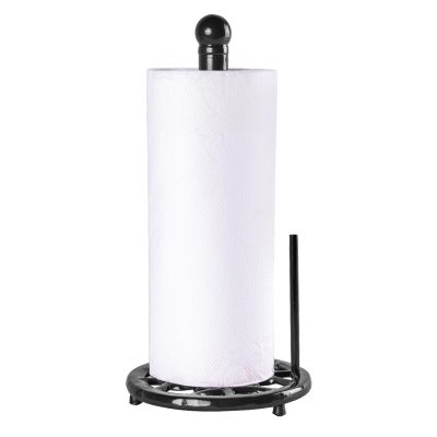 JOGREFUL Paper Towel Holder Stand, Cast Iron Kitchen Paper Towel Countertop Vintage Stand with Weighted-Base, Bathroom Organization for Family Standard Large Size Roll Paper, Gourd Top, Coffee Gold