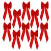 Set of 10 Red Velvet Christmas Wreath Bows, 9"x13" - For Garland, Gifts, Parties - Indoor/Outdoor Holiday Decor view 1