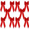 Set of 10 Red Velvet Christmas Wreath Bows, 9"x13" - For Garland, Gifts, Parties - Indoor/Outdoor Holiday Decor view 4