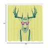 Ambesonne Antlers Shower Curtain, Illustration of Deer Dressed up Like Cool Hipster Fashion Creative Fun Animal, Cloth Fabric Bathroom Decor Set with Hooks, 69" W x 84" L, Petrol Yellow view 3