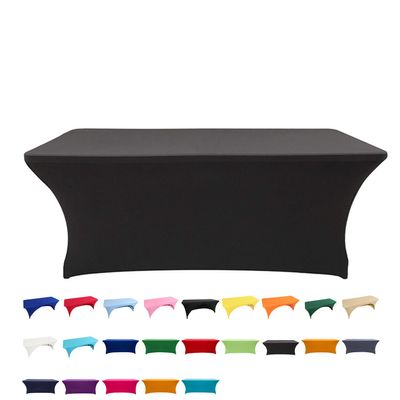 Spandex Fitted Stretch Tablecloth Rectangular Polyester Table Cover for Wedding Banquet Party (4 ft. Black)