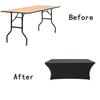 Spandex Fitted Stretch Tablecloth Rectangular Polyester Table Cover for Wedding Banquet Party (4 ft. Black) view 2