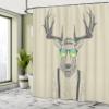 Ambesonne Antlers Shower Curtain, Illustration of Deer Dressed up Like Cool Hipster Fashion Creative Fun Animal, Cloth Fabric Bathroom Decor Set with Hooks, 69" W x 84" L, Pastel Green view 4