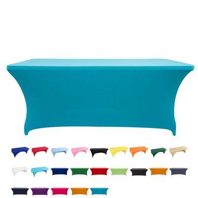 Spandex Fitted Stretch Tablecloth Rectangular Polyester Table Cover for Wedding Banquet Party (4 ft. Lake Blue)
