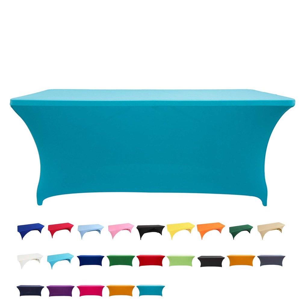 Spandex Fitted Stretch Tablecloth Rectangular Polyester Table Cover for Wedding Banquet Party (4 ft. Lake Blue)