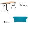 Spandex Fitted Stretch Tablecloth Rectangular Polyester Table Cover for Wedding Banquet Party (4 ft. Lake Blue) view 2