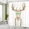 Ambesonne Antlers Shower Curtain, Illustration of Deer Dressed up Like Cool Hipster Fashion Creative Fun Animal, Cloth Fabric Bathroom Decor Set with Hooks, 69" W x 84" L, White Sepia view 4