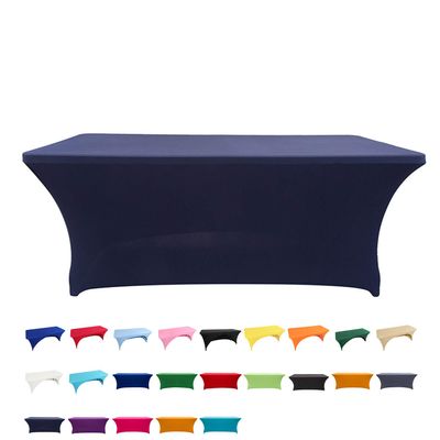 Spandex Fitted Stretch Tablecloth Rectangular Polyester Table Cover for Wedding Banquet Party ( 4 ft. Navy Blue )