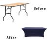 Spandex Fitted Stretch Tablecloth Rectangular Polyester Table Cover for Wedding Banquet Party ( 4 ft. Navy Blue ) view 2