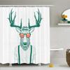 Ambesonne Antlers Shower Curtain, Illustration of Deer Dressed up Like Cool Hipster Fashion Creative Fun Animal, Cloth Fabric Bathroom Decor Set with Hooks, 69" W x 84" L, Forest Peach view 1
