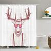 Ambesonne Antlers Shower Curtain, Illustration of Deer Dressed up Like Cool Hipster Fashion Creative Fun Animal, Cloth Fabric Bathroom Decor Set with Hooks, 69" W x 84" L, Mauve Taupe view 1