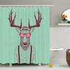 Ambesonne Antlers Shower Curtain, Illustration of Deer Dressed up Like Cool Hipster Fashion Creative Fun Animal, Cloth Fabric Bathroom Decor Set with Hooks, 69" W x 70" L, Seafoam Maroon view 1