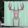 Ambesonne Antlers Shower Curtain, Illustration of Deer Dressed up Like Cool Hipster Fashion Creative Fun Animal, Cloth Fabric Bathroom Decor Set with Hooks, 69" W x 70" L, Seafoam Maroon view 2
