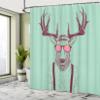 Ambesonne Antlers Shower Curtain, Illustration of Deer Dressed up Like Cool Hipster Fashion Creative Fun Animal, Cloth Fabric Bathroom Decor Set with Hooks, 69" W x 70" L, Seafoam Maroon view 3