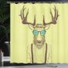 Ambesonne Antlers Shower Curtain and Hooks for Master Restroom Deer Dressed Like Cool Hipster Fashion Creative Fun Animal Cloth Fabric Home Essentials Bathroom Accessories 69" W x 84" L Yellow Brown view 3