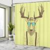 Ambesonne Antlers Shower Curtain and Hooks for Master Restroom Deer Dressed Like Cool Hipster Fashion Creative Fun Animal Cloth Fabric Home Essentials Bathroom Accessories 69" W x 84" L Yellow Brown view 4