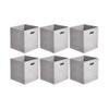 Amazon Basics Collapsible Cube Storage Bins, Space-Saving, Organizing Fabric Bins with Handles, 10.5 x 10.5 x 11 inches, Light Grey, 6-Pack view 1