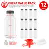 12 oz Juice Bottles with Caps for Juicing (12 pack) - Reusable Clear Empty Plastic Water Bottles - Drink Containers for Mini Fridge, Juicer Shots Includes Labels, Brush & Funnel view 2