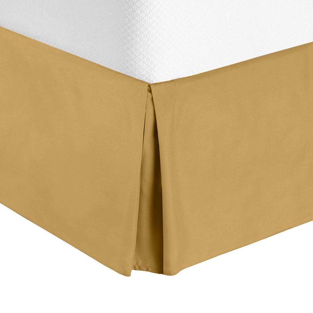 Comfort Bed Store Box Pleated Bed Skirt-1000 Thread Count 100% Egyptian Cotton,Quadruple Pleated, Wrinkle and Fade Resistant, 17 Tailored DropInches(Gold,Twin)