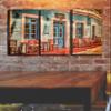 Hotel Arizona HD Big Set A Caf in Greece Wall Art Decor Picture Painting Poster Print on 3 Canvas Panels Pieces - Travel Theme Wall Decoration Set - Vacation Wall Picture for Living Room 22 by 33 in view 3
