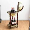 17" Wood Globe Wine Bar Stand Liquor Bottle Shelf Cart 16th Century Italian Rack view 1