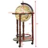 17" Wood Globe Wine Bar Stand Liquor Bottle Shelf Cart 16th Century Italian Rack view 2