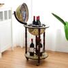 17" Wood Globe Wine Bar Stand Liquor Bottle Shelf Cart 16th Century Italian Rack view 3