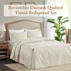 Madison Park Quebec Split Corner Quilted Bedspread Classic Traditional Design All Season, Lightweight, Bedding Set, Matching Shams, King, Damask Quilted Cream 3 Piece view 2