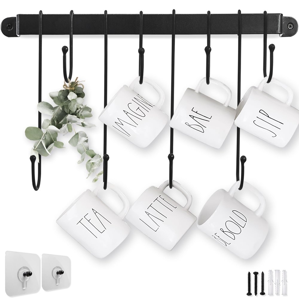 AJART Coffee Bar Decor Mug Holder: 17" Coffee Cup Rack for Home Kitchen Office Dining Room Cafe Bar