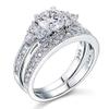 Bansriracha Vintage Style 1 Ct Sterling 925 Silver 2-Pc Wedding Anniversary Engagement Ring Set Jewelry CFR8102 (7) view 1