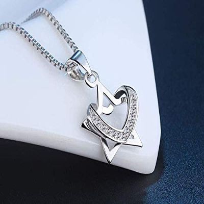 Bansriracha Love Heart and Star Dual Use Pendant Necklaces 925 Sterling Silver Rhinestone Drop Necklace for Women Jewelry Gift (40CM)