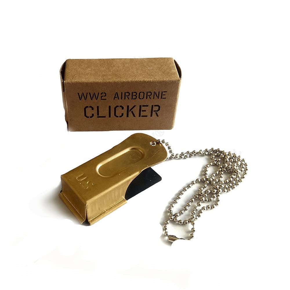 YBRR World War 2 (II) Us Army D-Day Airborne Signaling Cricket Clicker Clacker with Strap Whistle Replica