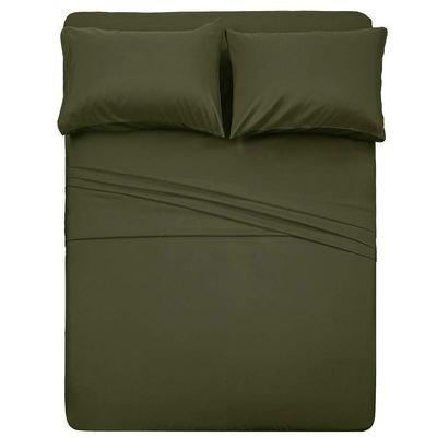 4 PC Bedding sheet set 8" Deep pocket 400 TC 100% Cotton for RV- Trucks, campers, Airstream, Bus, Boat and motorhomes easy to fit in RV-mattress Solid - Short Queen (60"x75") Dark Grey