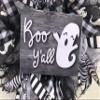 Halloween Ghost Wreath Boo Y'all Halloween Decor | Halloween Door Hanger Farmhouse Decor Burlap Bowtique view 3