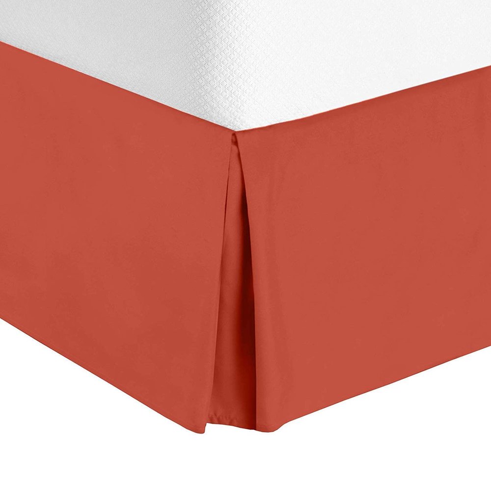 Comfort Bed Store Box Pleated Bed Skirt-1000 Thread Count 100% Egyptian Cotton,Quadruple Pleated, Wrinkle and Fade Resistant, 17 Tailored DropInches(Orange,Cal King)
