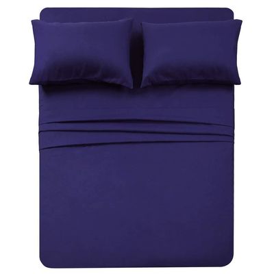 4 PC Bedding sheet set 8" Deep pocket 400 TC 100% Cotton for RV- Trucks, campers, Airstream, Bus, Boat and motorhomes easy to fit in RV-mattress Solid - Short Queen (60"x75") Royal Blue