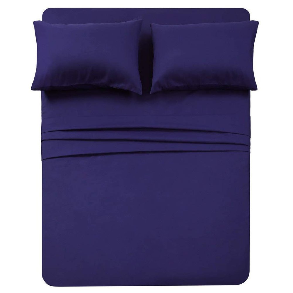 4 PC Bedding sheet set 8" Deep pocket 400 TC 100% Cotton for RV- Trucks, campers, Airstream, Bus, Boat and motorhomes easy to fit in RV-mattress Solid - Short Queen (60"x75") Royal Blue