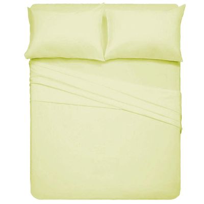 HR Luxury Linen 4 PC Bedding Sheet Set 8" Deep Pocket 400 TC 100% Cotton for RV- Trucks, Campers, Airstream, Bus, Boat and motorhomes Easy to fit in RV-Mattress Solid - Short Queen (60"x75") Ivory