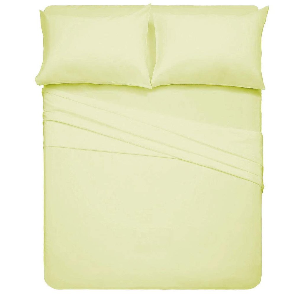 HR Luxury Linen 4 PC Bedding Sheet Set 8" Deep Pocket 400 TC 100% Cotton for RV- Trucks, Campers, Airstream, Bus, Boat and motorhomes Easy to fit in RV-Mattress Solid - Short Queen (60"x75") Ivory
