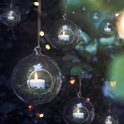 3" Hanging Glass Planter Tea Light Candle Holders Succulents Moss Miniature Garden Planters Home Decor Indoor Garden DIY 100 Pack Gifts Without Side Holes