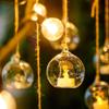 3" Hanging Glass Planter Tea Light Candle Holders Succulents Moss Miniature Garden Planters Home Decor Indoor Garden DIY 100 Pack Gifts Without Side Holes view 2