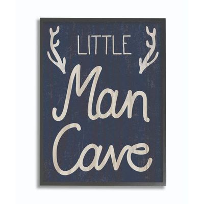 Kids Little Man Cave Word Boys Blue Nursery Design