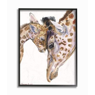 Stupell Industries Baby Giraffe Family Animal Watercolor Painting