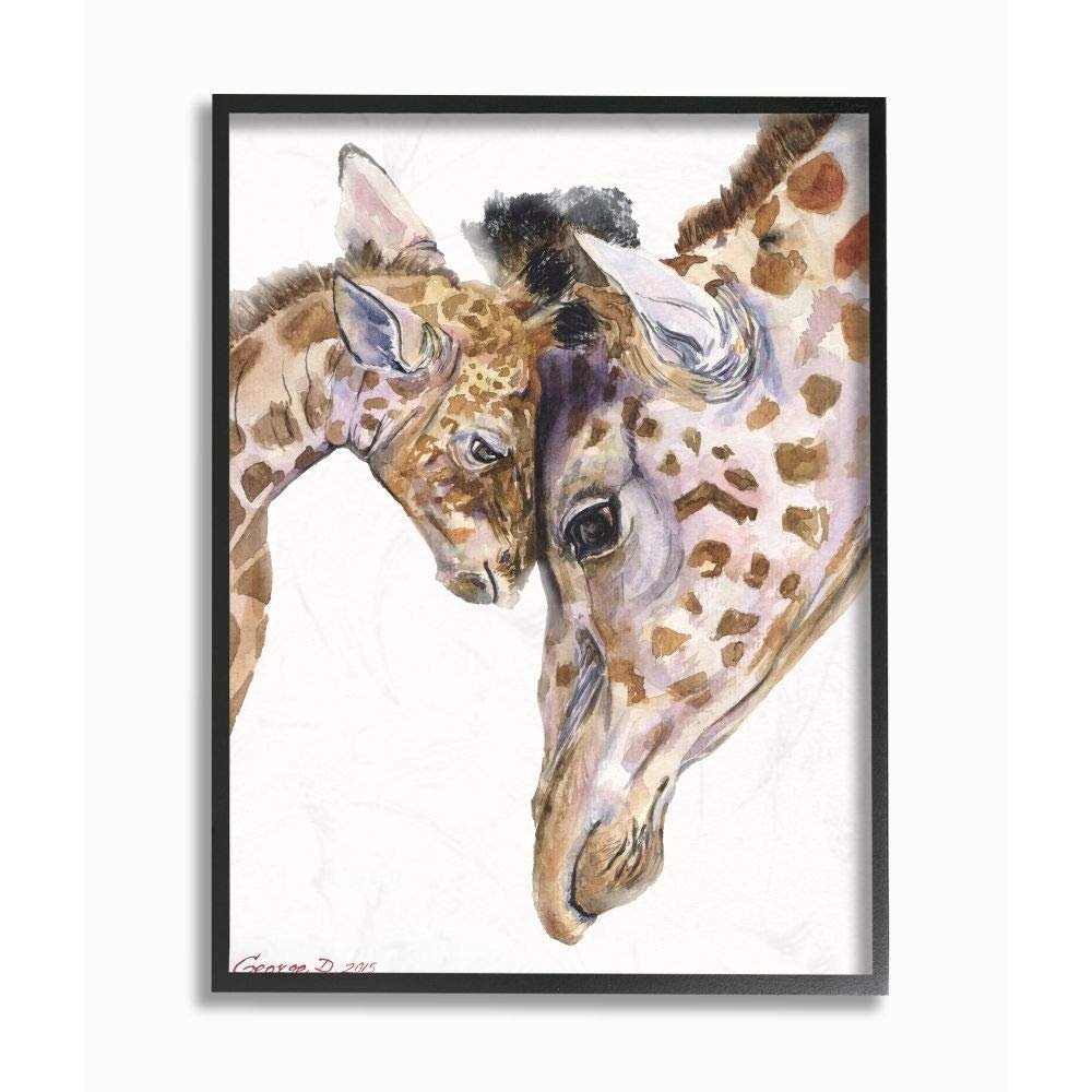 Stupell Industries Baby Giraffe Family Animal Watercolor Painting