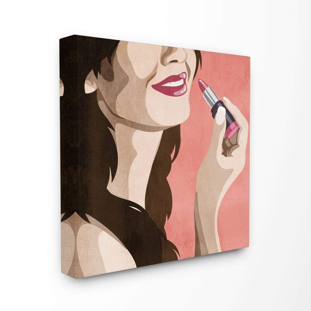 Stupell Industries Fashion Designer Lips Smile Pink Painting