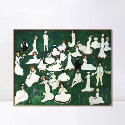 INVIN ART Framed Canvas Giclee Print Art Recreation (Society In Cylinders),1908 by Kazimir Malevich Wall Art Living Room Home Office Decorations(Wood Color Slim Frame,20"x24")