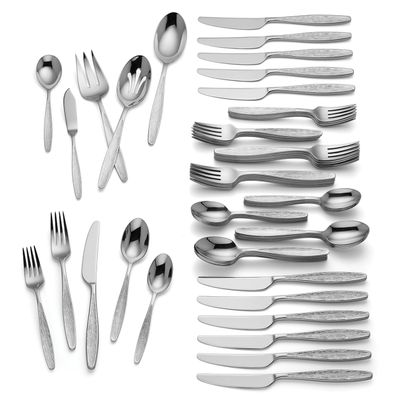 Lenox Emerick 65-Piece Flatware Set, 9.70 LB, Metallic