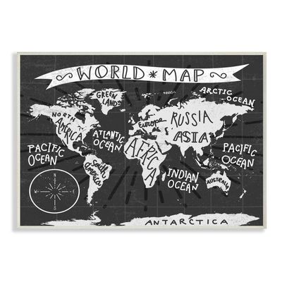 Kids World Map Black and White Nursery Design
